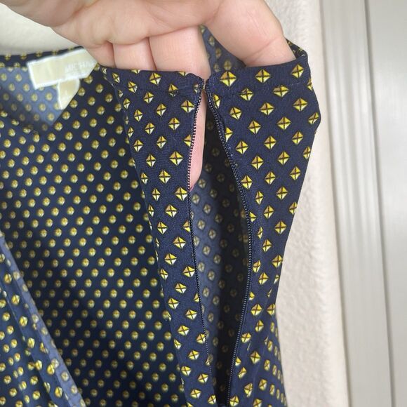 Michael Michael Kors Jumpsuit Large Navy and Gold Geo Print Side-Tie Wide Leg L - Picture 6 of 14